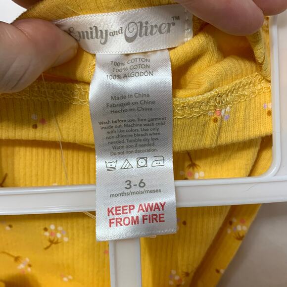 Emily and Oliver Floral Ribbed 3 Piece Set NWT Baby Sz 3-6 Months Yellow Cotton - Picture 7 of 7